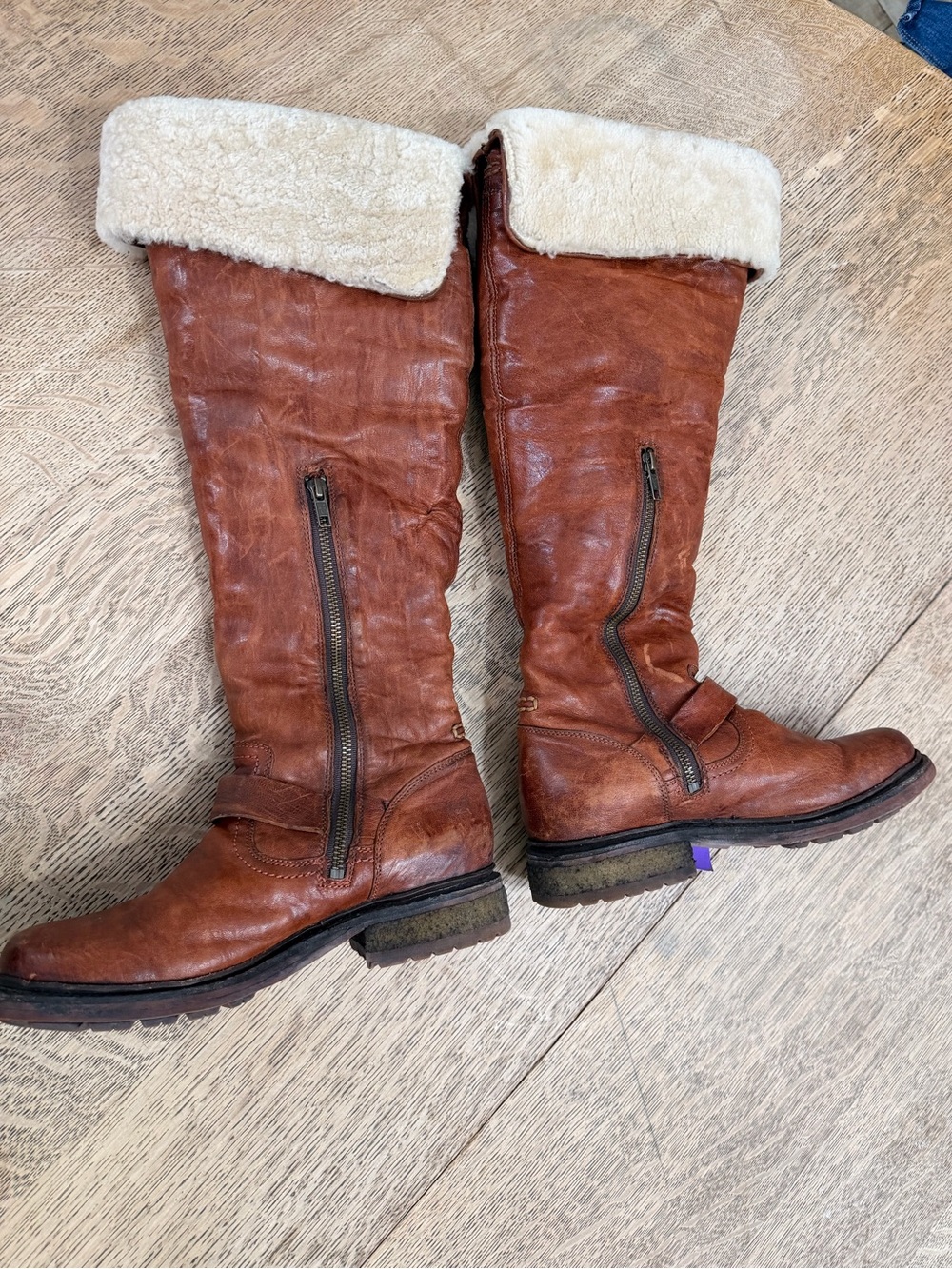 Frye Valerie OTK boots Cognac 7-1/2 7.5 women’s Over Knee Fold Down - Picture 7 of 16